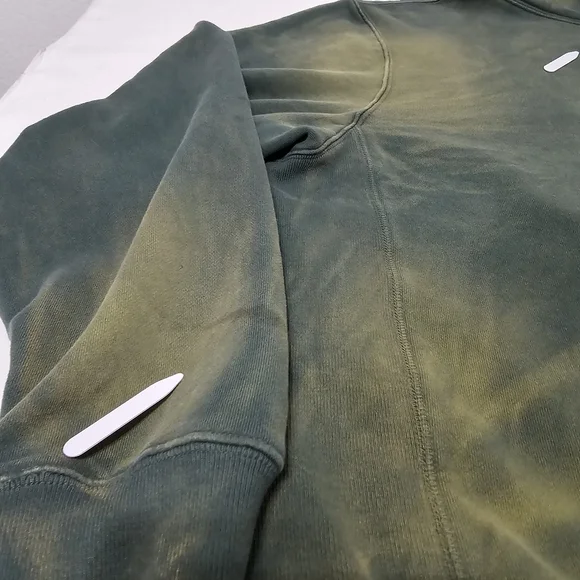 333 Half-Evil Hoodie XL Green Distressed Acid Wash Skater Streetwear Pullover - Picture 9 of 11